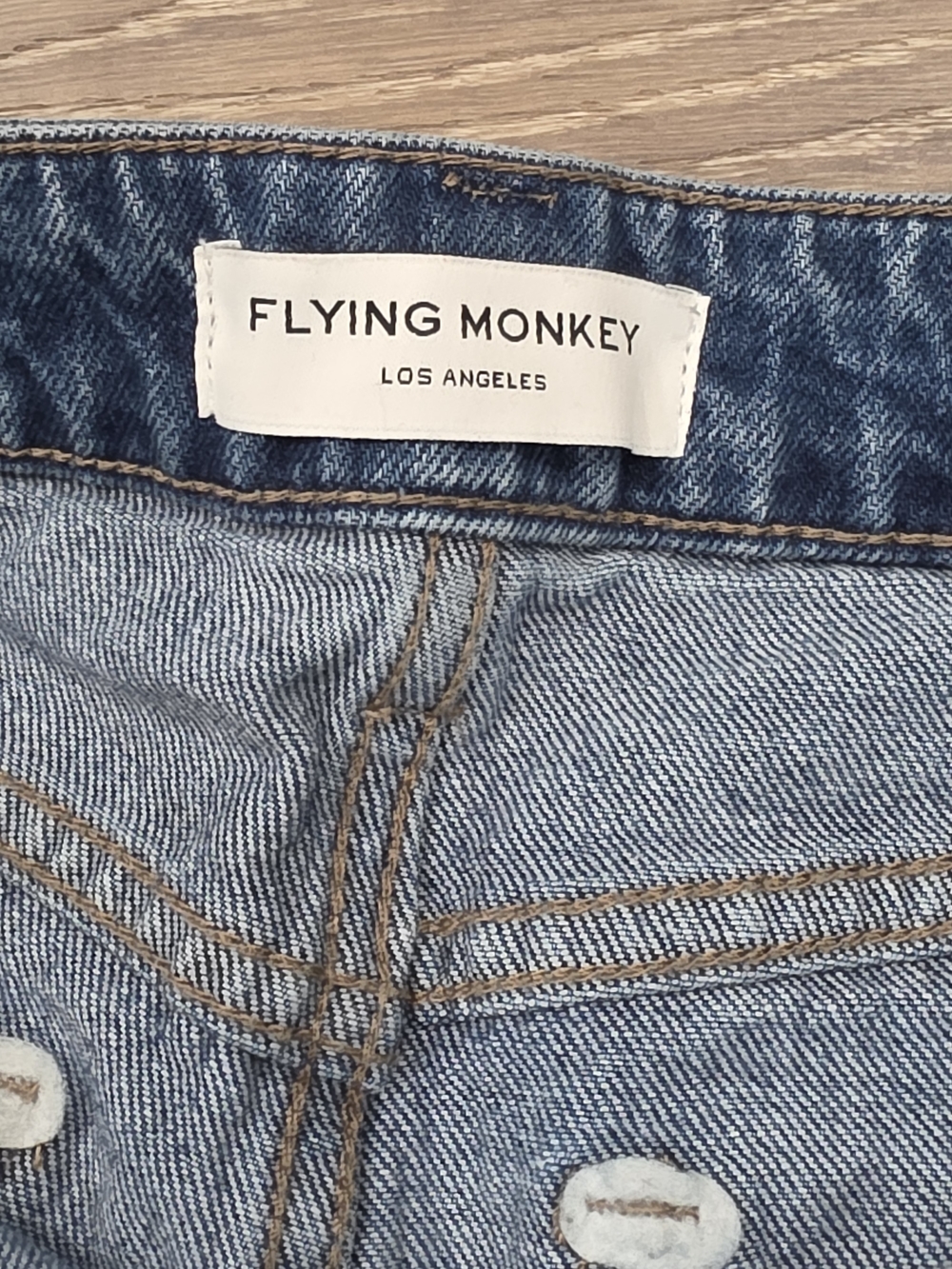 Flying Monkey Medium Wash Distressed Denim Cutoff Shorts - Picture 2 of 3